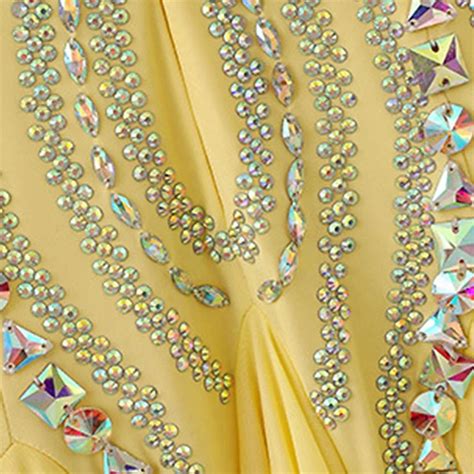 Women's Elegant Yellow Ballroom Dance Dress Rhinestone Embellished ...