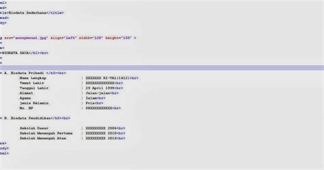 Image result for Codingan Bio Data Di vs Code.html