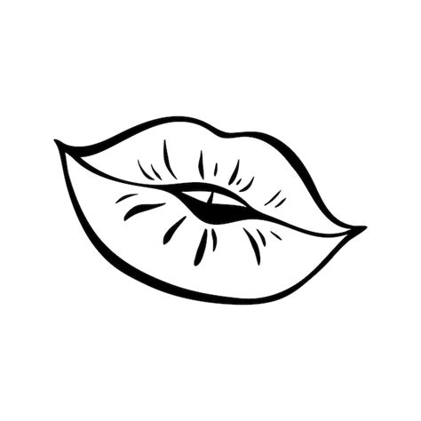 Kontur der weiblichen Lippen im Retropop-Art-Stil Mund geformt wie ein ...
