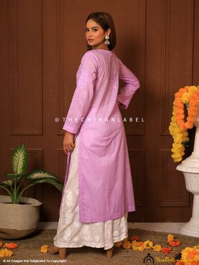 Lavender Riyad Cotton Chikankari Straight Kurti