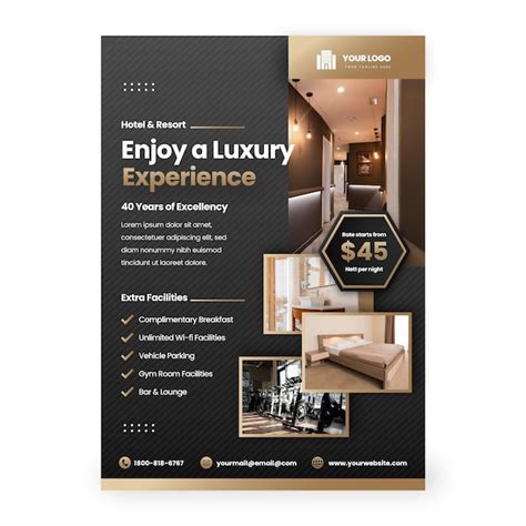 Gradient vertical poster template for luxurious hotel experience | Free ...