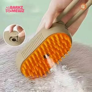 BarkzandMewz 2-in-1 Pet Steam Brush with Handle (Orange Color ...