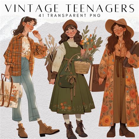 41 vintage teenagers clipart bundle vintage traveller clipart traveler ...