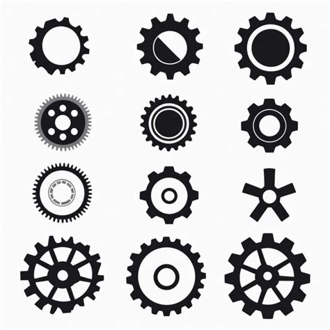 Black and white gear icons and logos | Premium AI-generated image