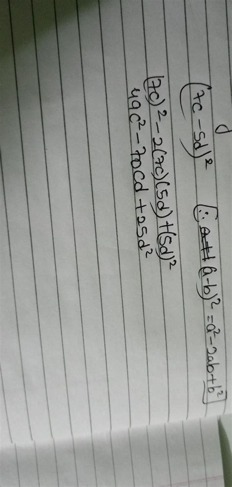 find the product by using appropriate identities (7c-5d)(7c-5d ...