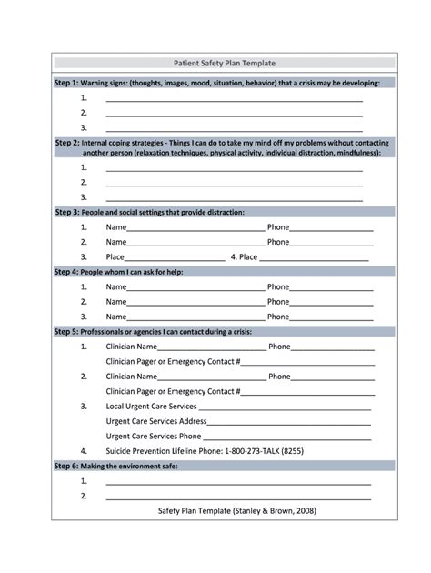 2019 Form Patient Safety Plan Template - Blank Fillable Template | Fill ...