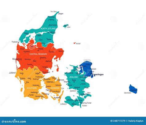Map of Denmark - Highly Detailed Vector Illustration Stock Vector - Illustration of yellow ...