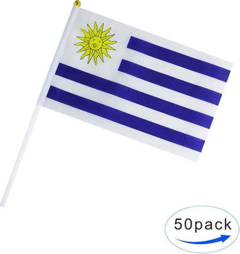 Buy 50 Pack Hand Held Small Mini Flag Uruguay Flag Uruguayan Flag Stick Flag Round Top National ...