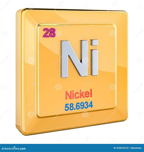 Nickel As Element 28 Of The Periodic Table 3D Illustration On Red ...