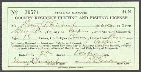 1906 – 1938 Missouri Hunting & Fishing Licenses - Waterfowl Stamps and More
