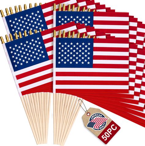 Amazon.com : 16 Pack Small American Flags on Stick - Mini USA Flags ...