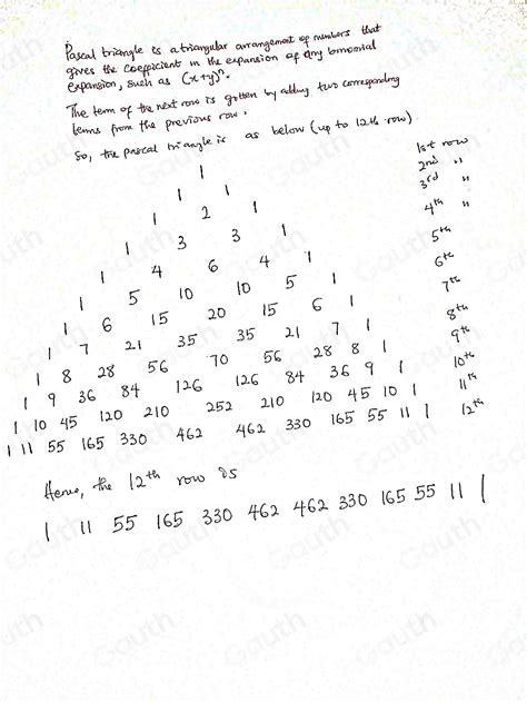 Image result for Pascal's Triangle 12 Rows