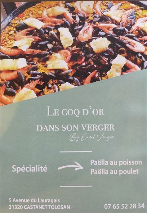 Menu at Le coq d'or dans son verger restaurant, Toulouse