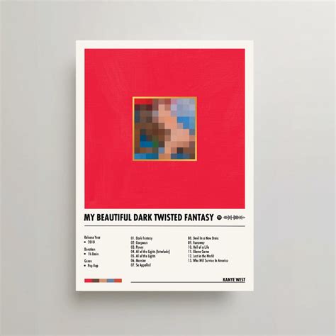 Kanye West Poster - My Beautiful Dark Twisted Fantasy Album Cover ...