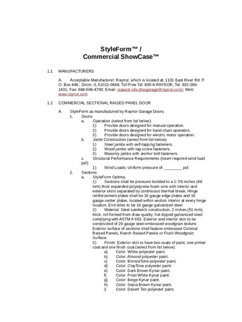 Commercial Garage DoorsRaynor Garage Doors Doc Template | pdfFiller