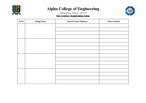 Box Cricket Reg Form - MBA, Human Resource - Alpha College of ...