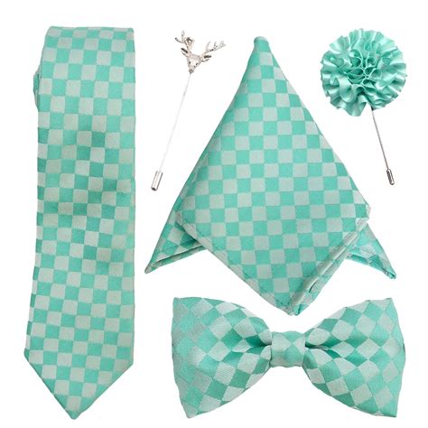 Buy To The Nines Men's Microfiber Green Tie, Pocket Square, Bow Tie & 2 ...