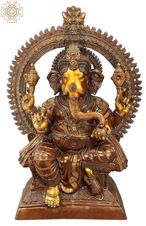 Buy Exotic India Super Large Size Lord Ganesha - Brass Statue - Color ...