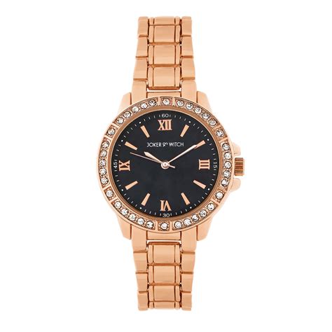 Shop online Radiant Halo Rose Gold Rhinestone Watch With Black Dial And ...