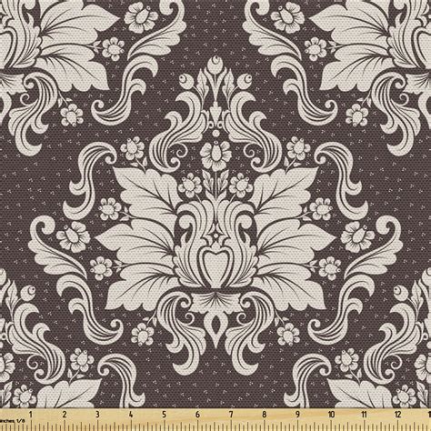 Buy Damask Fabric by the Yard, Victorian Floral Pattern with Blooming ...