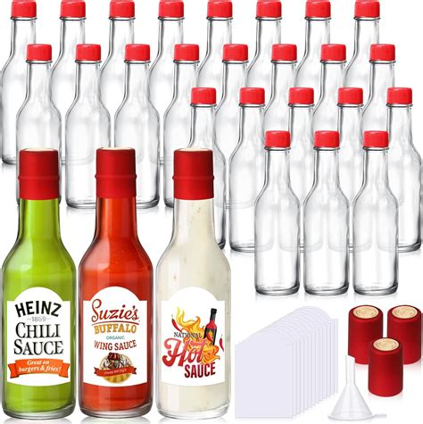 Amazon.com: SiliFine 24 Sets Hot Sauce Bottles with Caps Printable ...