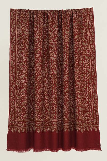 Hand Embroidered Sozni Pashmina Jaaldar Shawl Red | Kashmir Loom