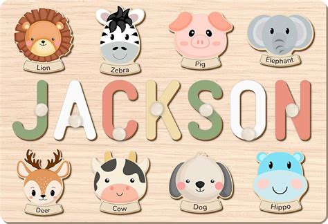 Amazon.com: AZUFEMOS Personalized Name Puzzle for Kids, Personalized Baby Gifts Custom Name ...
