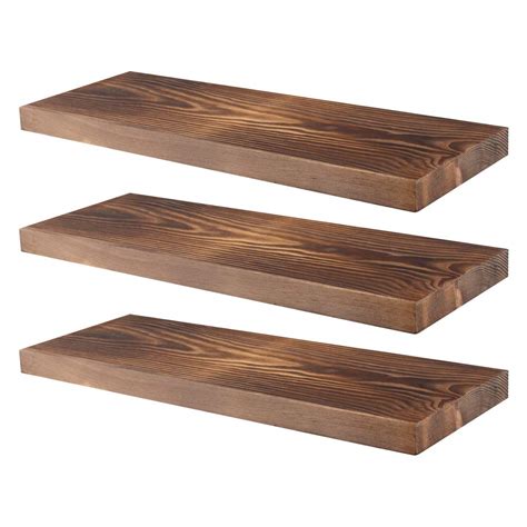 Buy Pine Solid Wood Floating Shelf, Wall ed Rustic Wall Shelves Display ...