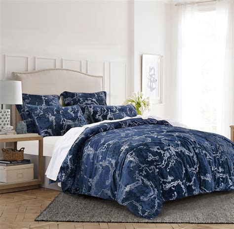 Grassix Duvet Cover King - 3D Marble Luxury Velvet King Duvet Cover Set ...