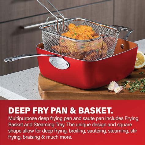Gotham Steel Copper Series 23.6-in Aluminum Cookware Set with Lid 7255 ...