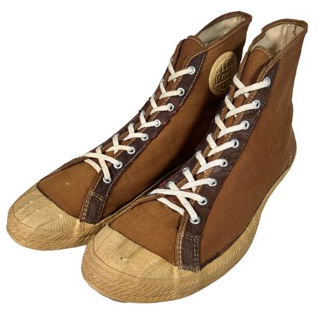 40~50's US Keds ケッズ キャンバススニーカーHi ブラウン US.RUBBER COMPANY バスケット レア US12 ...