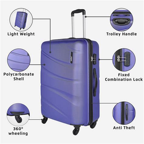 Buy Safari Flo Secure 55/66/77 cm Metallic Purple Suitcase