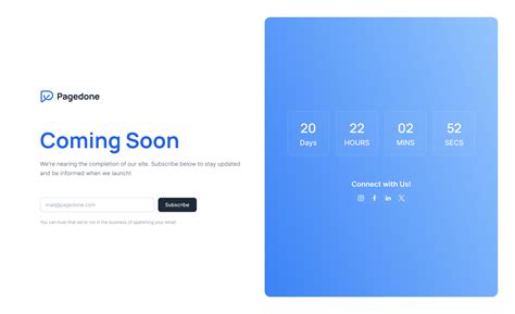 Coming Soon Pages Tailwind CSS | Pagedone