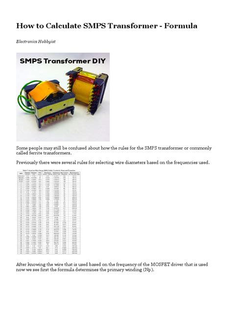 Image result for SMPS Transformer Design Tutorial