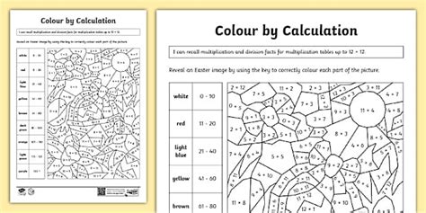 Colour by Calculation Activity - Easter Maths Colouring KS2