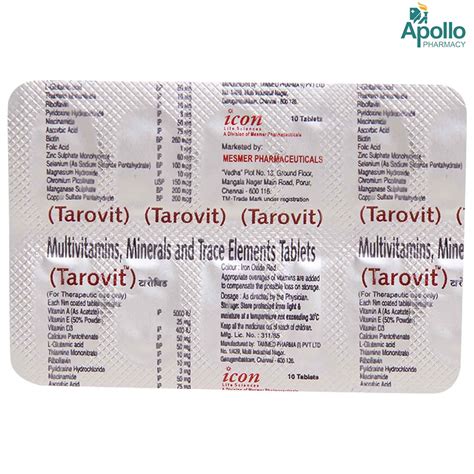 Tarovit Tablet 10's Price, Uses, Side Effects, Composition - Apollo ...