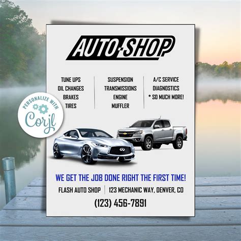 Auto Shop Repair Flyer: Automotive Services Template (edit With Corjl ...