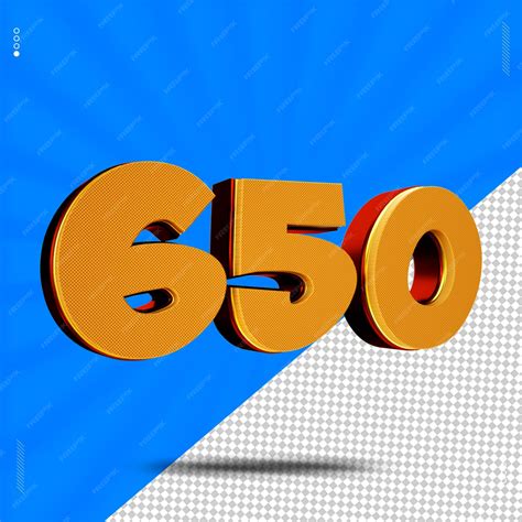 3d render number 650 font wafer | Premium PSD