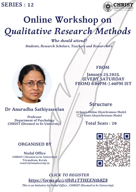 January 25, 2025 : Online Workshop on Qualitative Research Methods