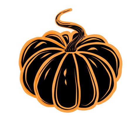 Pumpkin is black with an orange outline. PNG illustration with ...