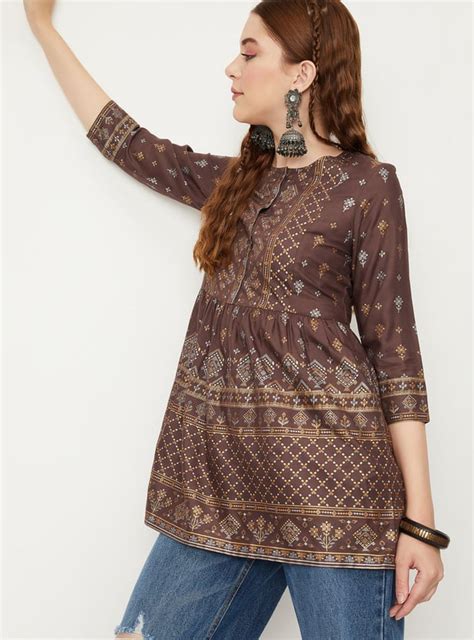 Buy Women Placement Printed Button-Down Tunic Online at just Rs. 699.0 ...