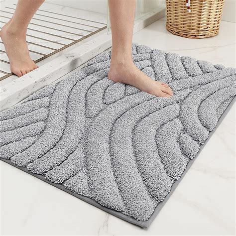Amazon.com: Color&Geometry Grey Bath Rugs - Absorbent Non Slip Bath Mat ...