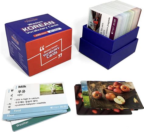 Buy Wisdom Flashcard Learn Korean Vocabulary Flashcards – 225 Korean ...