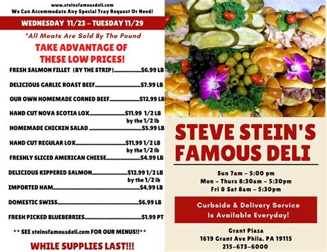 Weekly Specials - Steve Stein's Famous Deli – Philadelphia PA