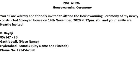 prepare a invitation for housewarming ceremony - Brainly.in