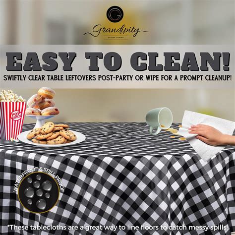 Grandipity Black Gingham Premium Disposable Plastic Tablecloth 84" Inch ...