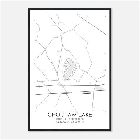 Choctaw Lake Ohio Map Poster, Modern Home Decor Wall Art Print - Custom ...