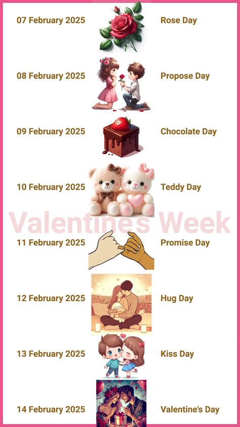Valentine's Week Days List with Names and Schedule