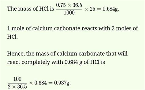 Calcium carbonate reacts with aqueous HCI to give CaCl2 and CO2 ...