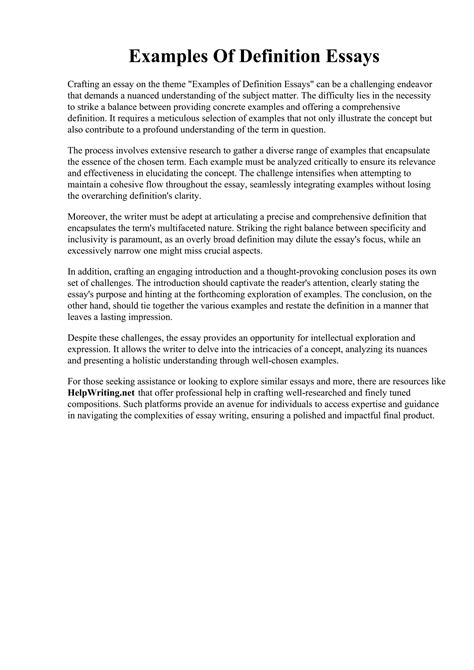 Sample Definition Essay at Lois Wing blog